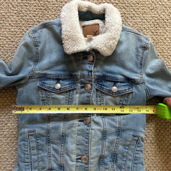 Y2k american eagle sherpa lined jean jacket womens xs winter - Picture 3 of 5